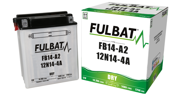 BATTERIE MOTOCYCLE FB14-A2 12V ACID 14 Ah (134 x 89 x 176) -DER. (RESP. GAUCHE)