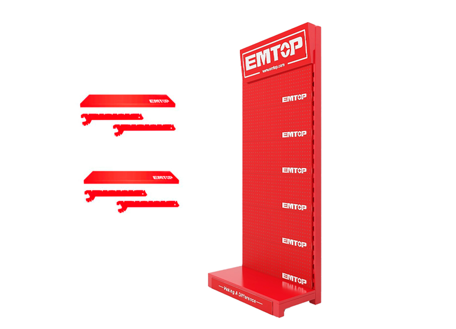 MODULO LINEAL EXPOSITOR EMTOP 950X380X2200 (CON 2 BALDAS + 20 GANCHOS LARGOS Y 10 GANCHOS CORTOS) 