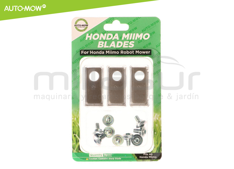 SET 9 LÂMINAS E PARAFUSOS CORTADOR DE GRAMA ROBOT HONDA MIIMO