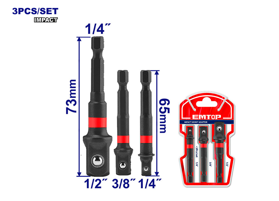 JUEGO ADAPTADORES PARA CUBOS DE IMPACTO 1/2 3/8 1/4