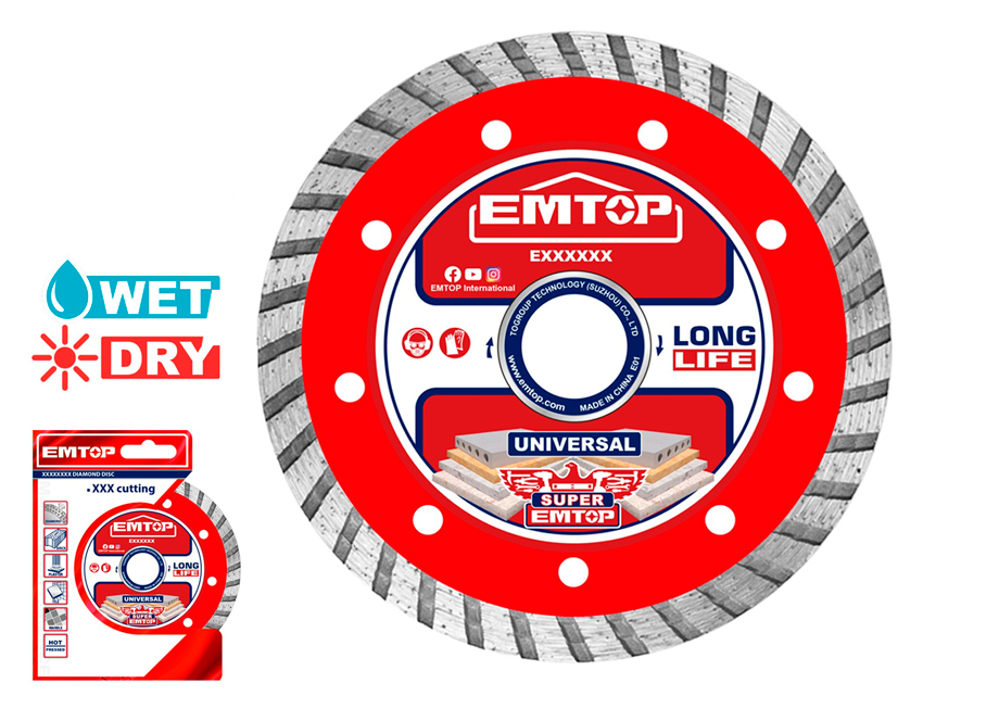 DISCO DIAMANTE TURBO AMOLADORA 115MM 10MM EMTOP