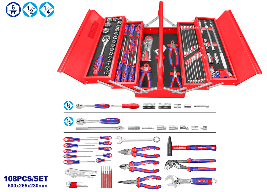 CAJA HERRAMIENTAS 108 PIEZAS EMTOP