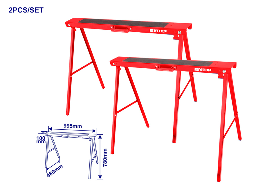 CABALLETE PLEGABLE (2 UDS) - 100 KG - ALTO 780mm CON ANTIDESLIZANTE