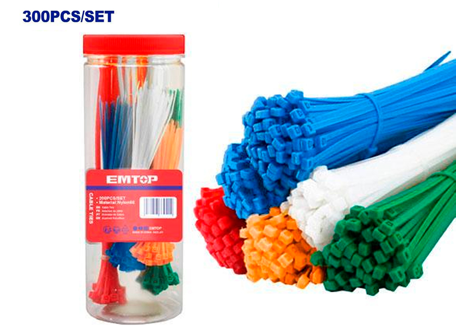 SET 300 BRIDAS NYLON ( 50x100*2,5R - 50x100*2,Y - 50x100*2,5GR  - 100x200*3,6W) 