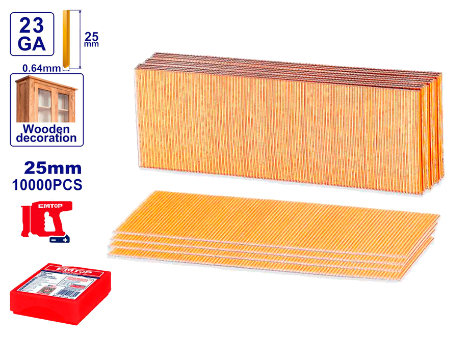 CLAVOS SIN CABEZA PARA CLAVADORA ELBNLI3603 25mmX23 ACERO GALVANIZADO