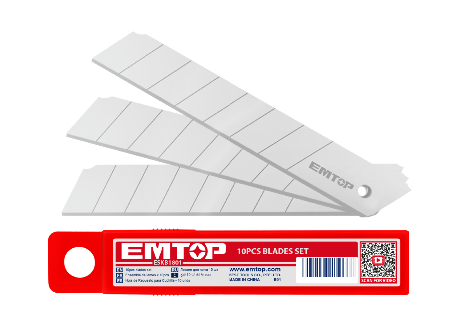 BLISTER 10 CUCHILLAS CUTTER 18x100mm EMTOP