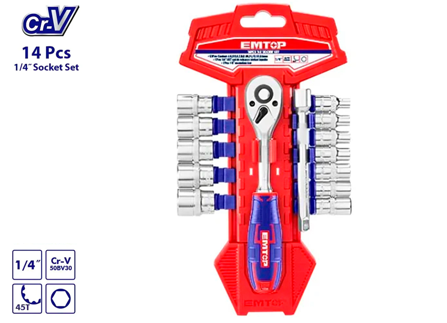 JUEGO DE 14DADOS METRICA, CON CARRACA 1/4 - EMTOP