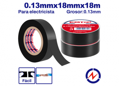 PAQUETE 10 UNIDADES CINTA AISLANTE NEGRA 18mm PVC EMTOP (18 M) 